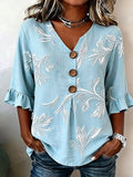 Women's Linen-Cotton Printed Tops