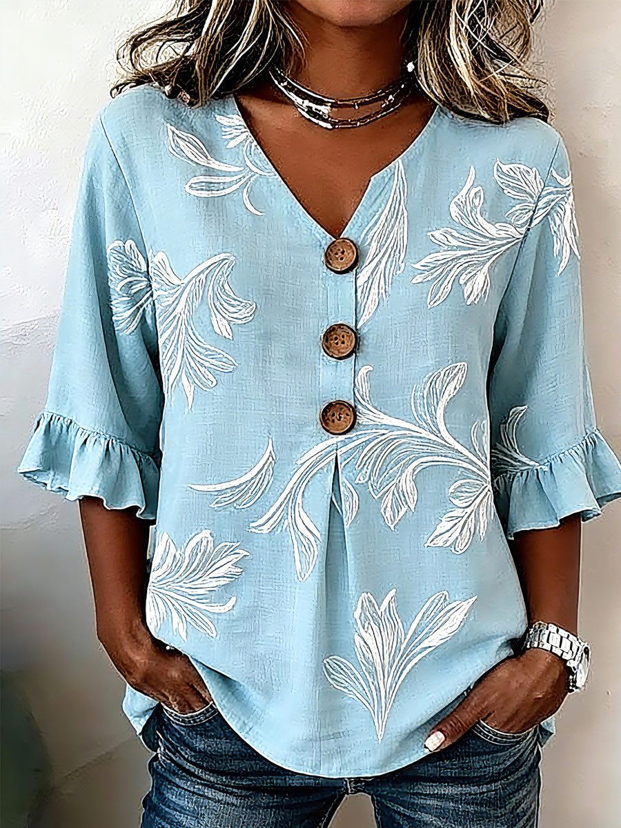 Women's Linen-Cotton Printed Tops