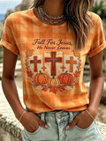 Women's Fall For Jesus He Never Leaves T-Shirt