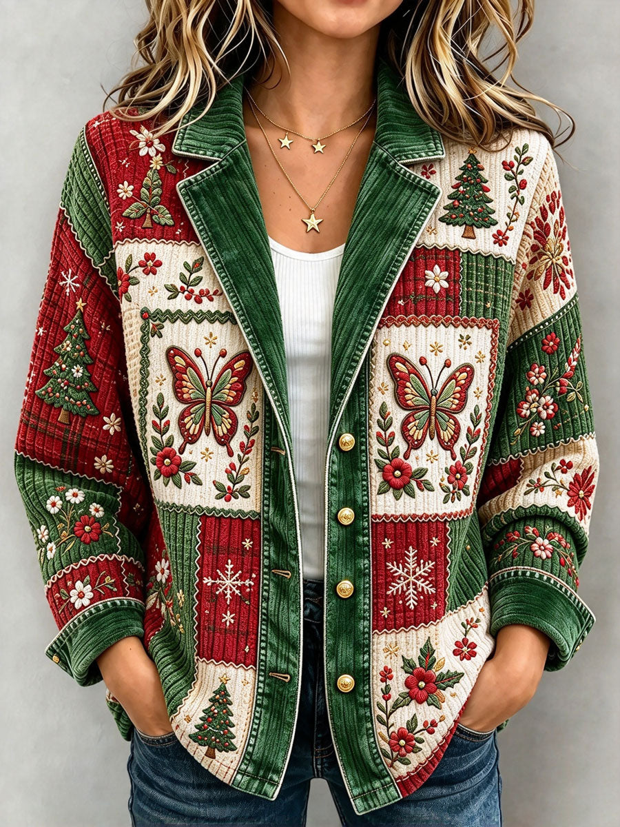 Ladies' Butterfly Pattern Splicing Effect Coat