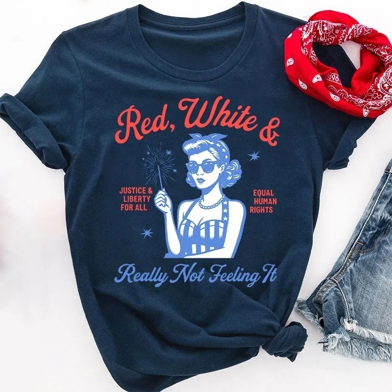 Red White Justice And Liberty Really Not Feeling It Cotton T-Shirt