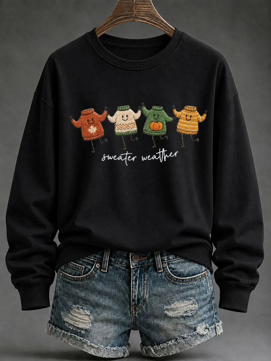 Women's 'Sweater Weather' Printed Casual Sweatshirt