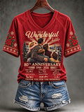 Women's It's A Wonderful Life Christmas Print Casual T-shirt