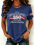 Women's Retro United States Of America 250 Anniversary Print T-Shirt
