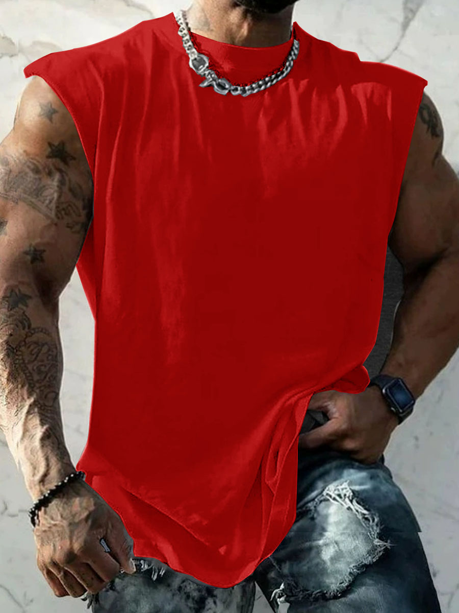 Men's Solid Color Round Neck Tank Top