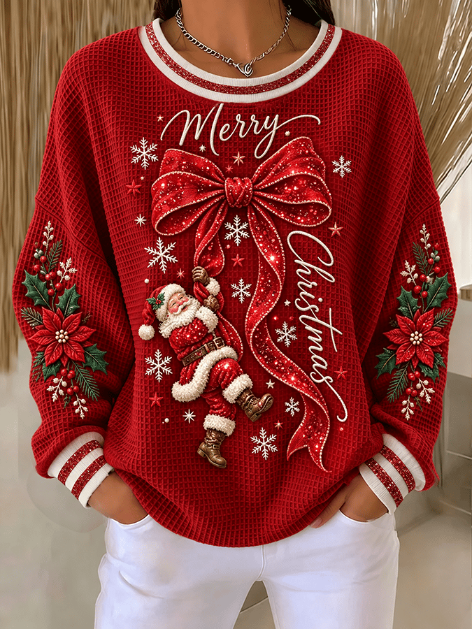 Bequemes Damen-Sweatshirt mit Weihnachtsmann-Muster