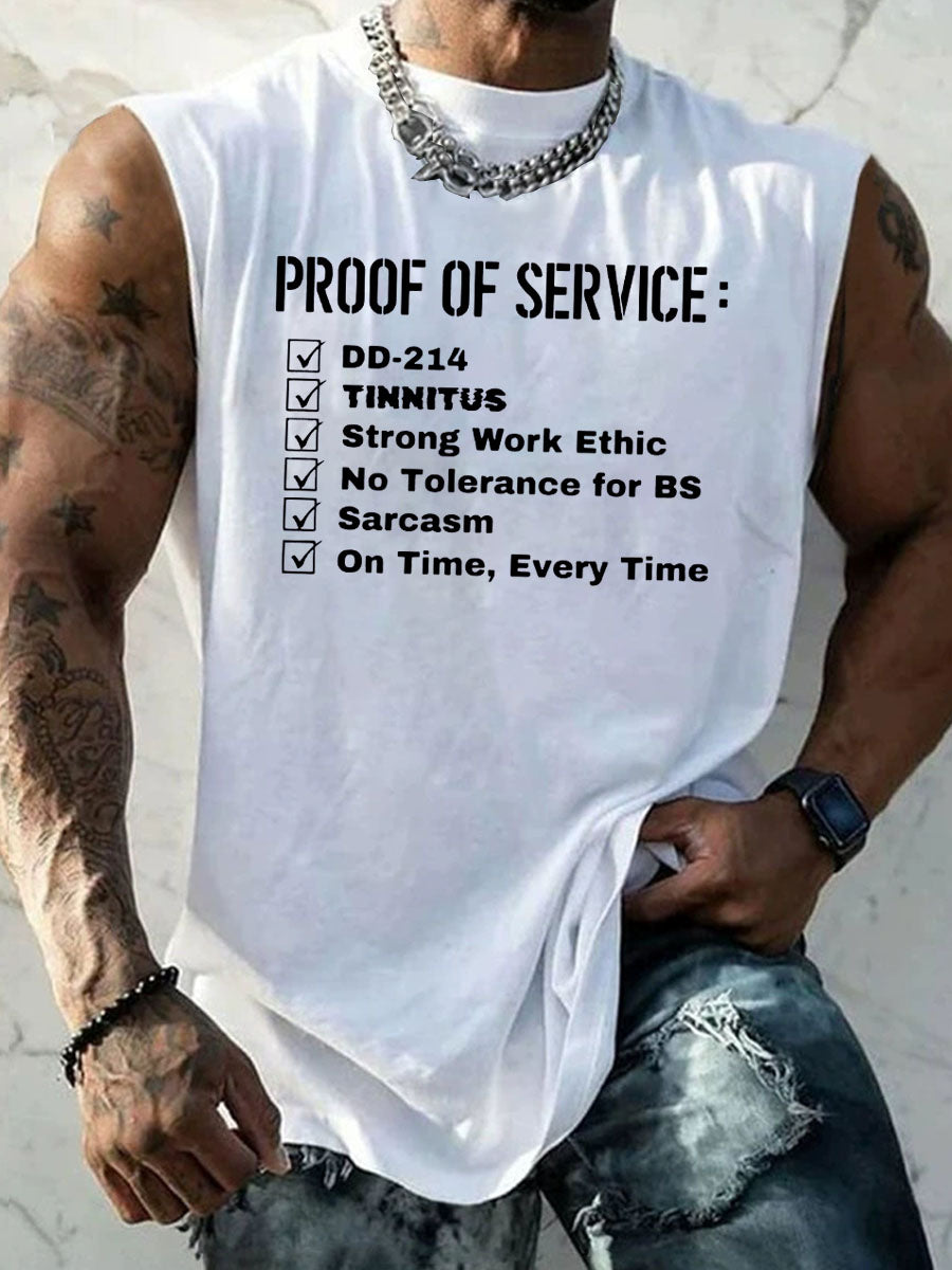 Men's Proof Of Service Pattern  Round Neck Tank 100% Cotton Top