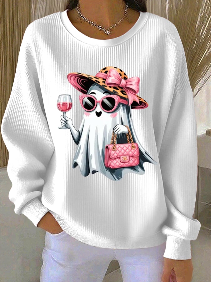 ?HOT SALE?Women'S Cute Ghost Print Casual Sweatshirt