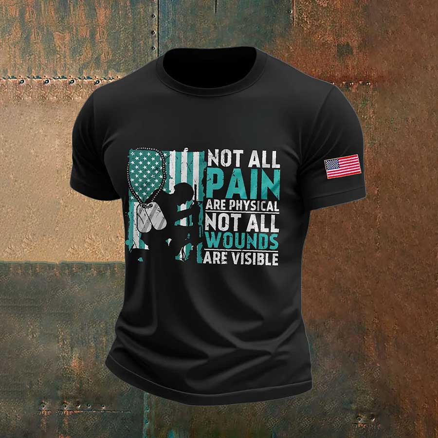 Men's PTSD Awareness Veteran Printed T-shirt
