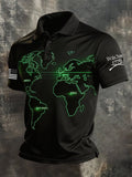 Men's Retro Patriot Color Block Polo Collar Short Sleeve