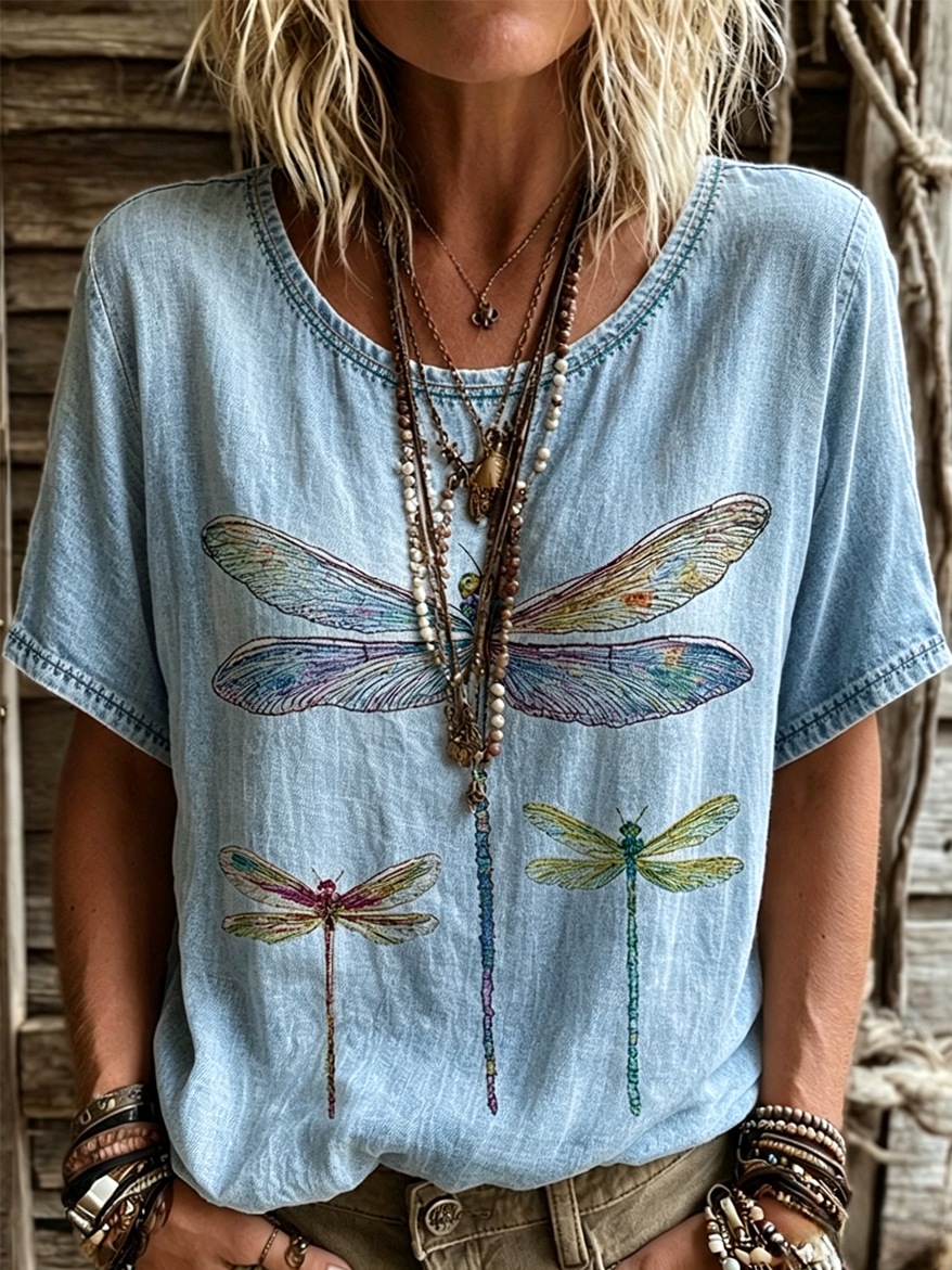 Women's Boho Floral Casual Short-Sleeve Shirt