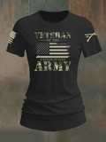 Women's Veteran  Of The US Army Pattern Round Neck T-Shirt