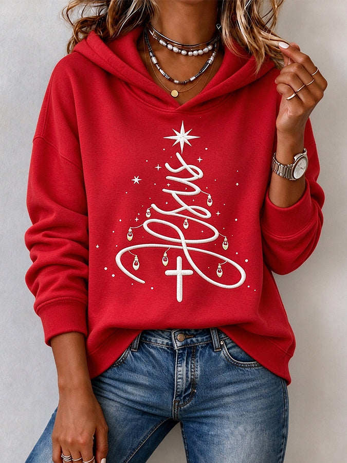 Women'S Christmas Cross Print Hoodie
