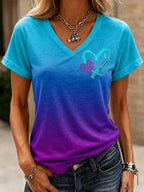 Women's Suicide Prevention Awareness Art Print Casual T-Shirt