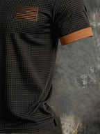 Men's Retro Knitted Waffle-Knit Double-Layer Contrast T-Shirt