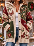 Ladies' Christmas Patchwork Color Block Floral Top