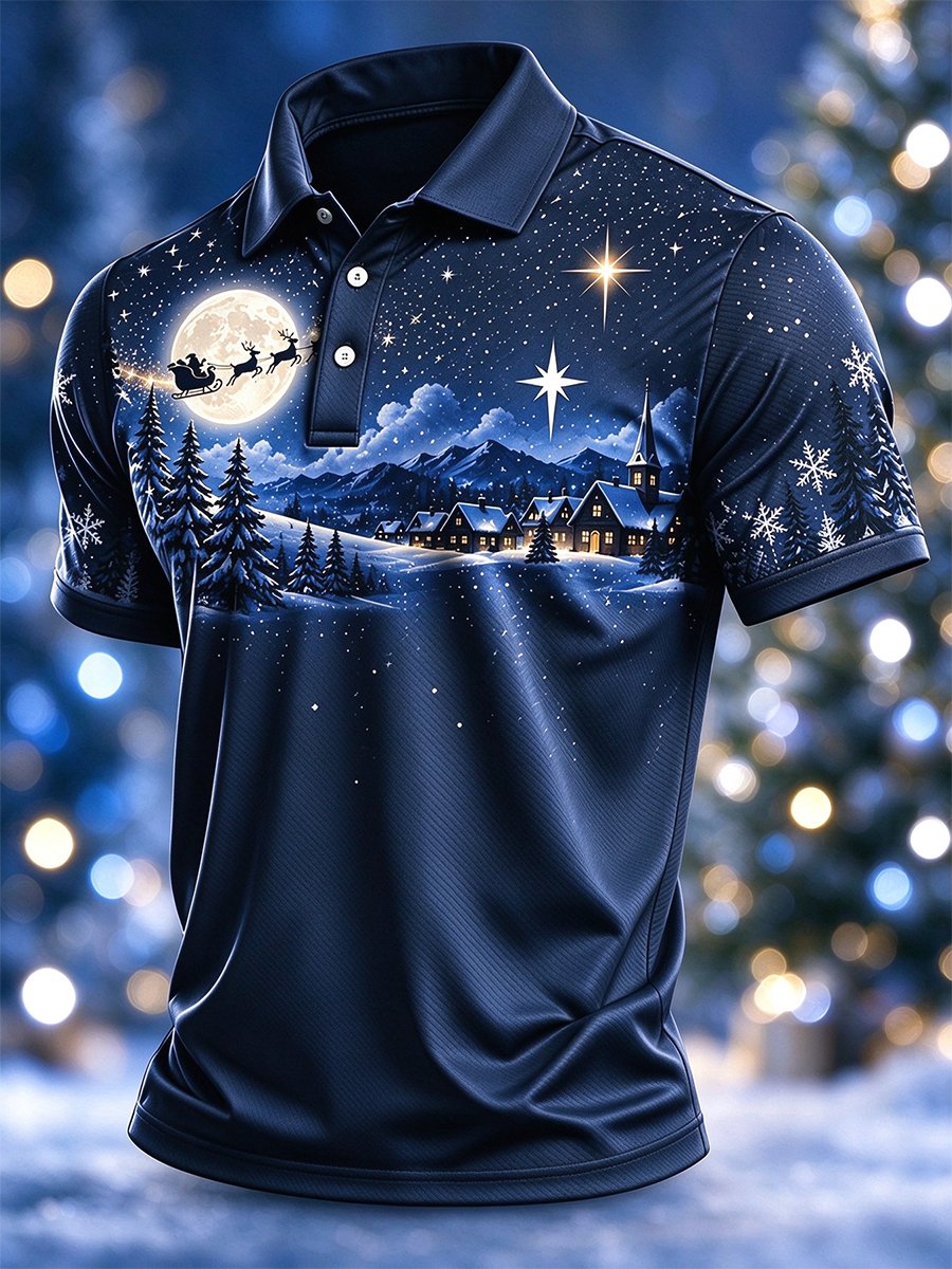 Lässiges Herren-Weihnachts-Polohemd mit kurzen Ärmeln
