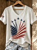 Women's Casual American 250th Anniversary Print V-Neck T-Shirt