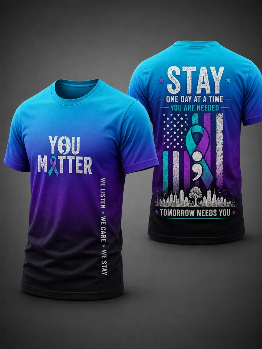Men’s Suicide Prevention Awareness Printed T-Shirt