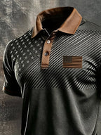 Men's Retro "Patriot" Color-Block Short-Sleeve Polo Shirt