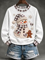 Damen-Sweatshirt mit rosa Schneemann-Weihnachtsmotiv
