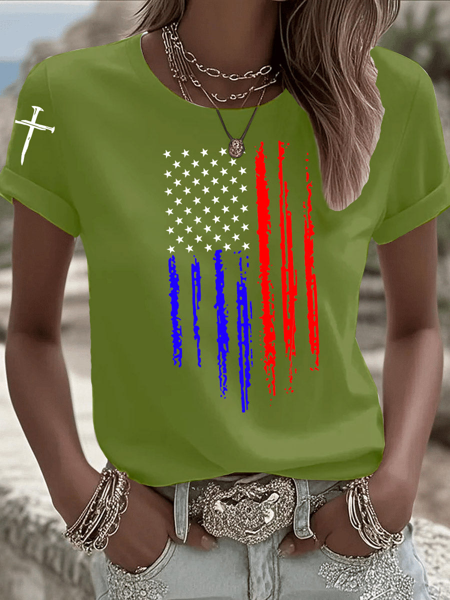 Faith Over Fear US Flag Printed T-Shirt