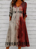 Women's I'm Fine Halloween Art Print Dress
