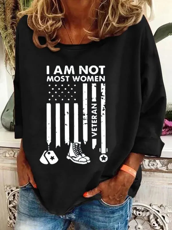 Women's I'M Not Most Women Veteran Print Casual Long Sleeve T-Shirt