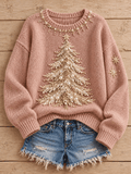 Women's Merry Christmas Tree Art Print Sweatshirt