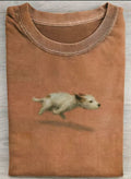 Funny Cute Running Dog Art Print Casual Cotton Short Sleeve T-shirt