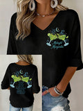 Women's Midnight Margaritas Print V Neck Top