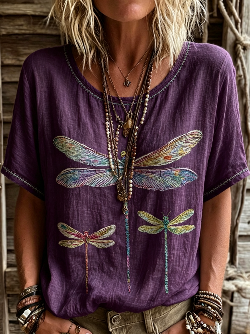 Women's Boho Floral Casual Short-Sleeve Shirt