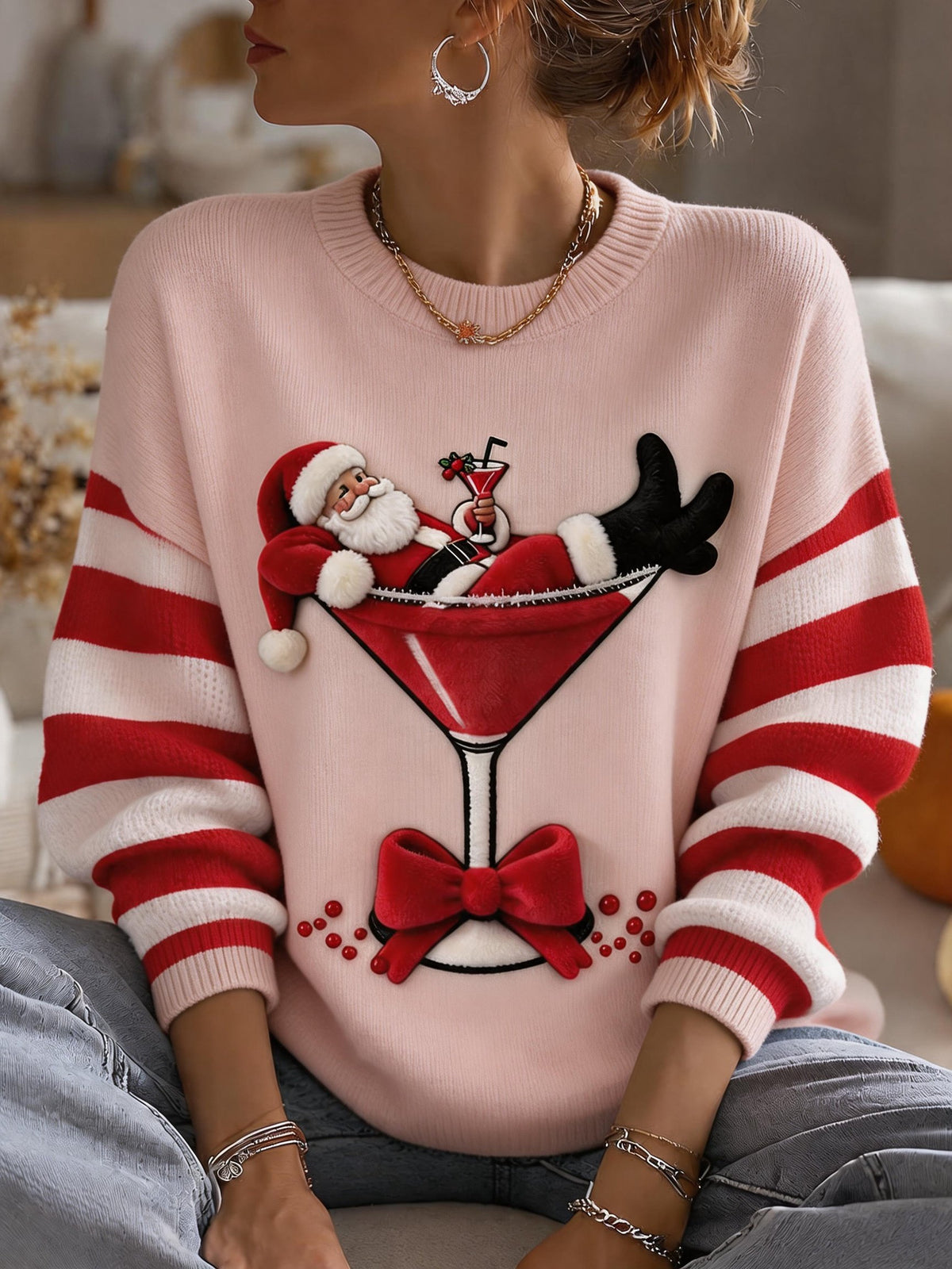 Women'S Christmas-Print Pullover Top