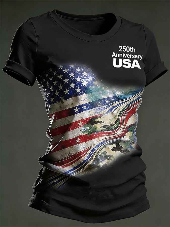 Women's 250th Anniversary Printed Casual Crew-Neck T-Shirt