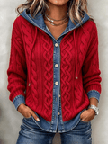 Women’S Casual Color-Block Patchwork Cardigan