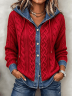 Women’S Casual Color-Block Patchwork Cardigan