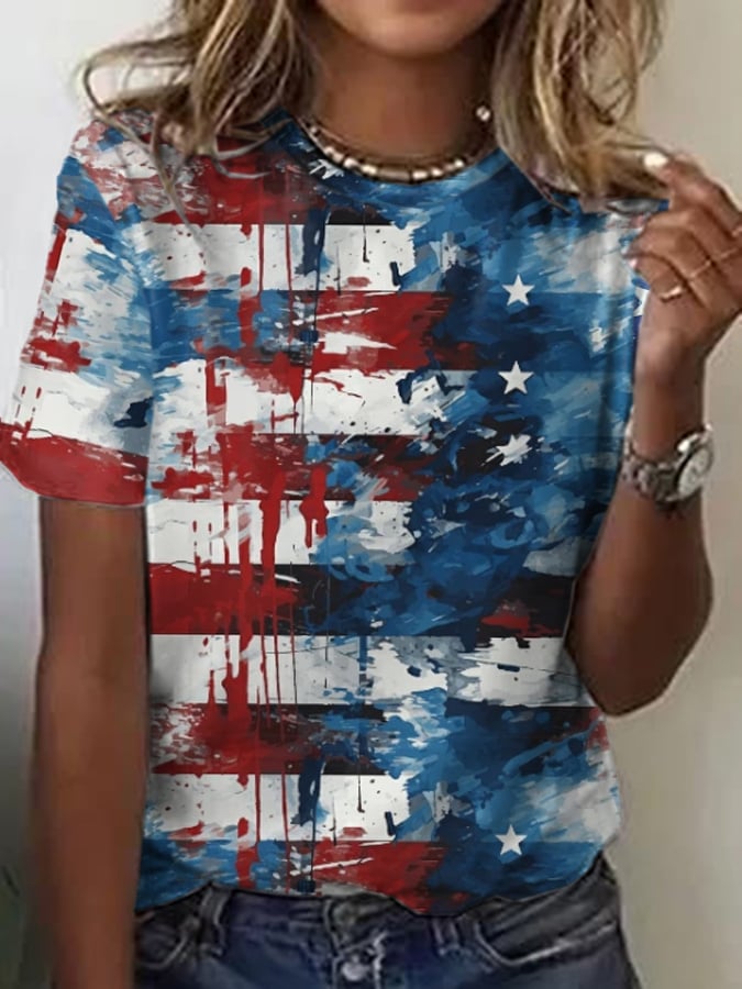 Women's Independence Day Print Casual T-Shirt