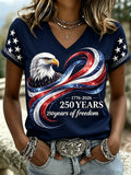 Women'S Casual U.S. 250th Anniversary Commemorative Printed T-Shirt