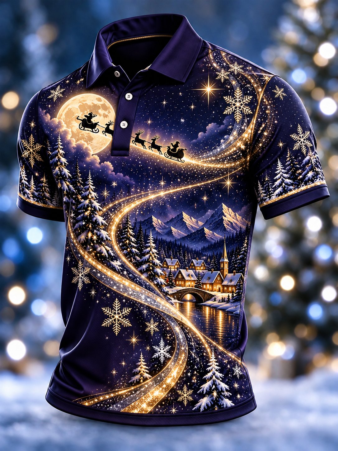 Men's Christmas Print Polo Shirt