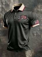 Men's Retro "Patriot" Color-Block Short-Sleeve Polo Shirt
