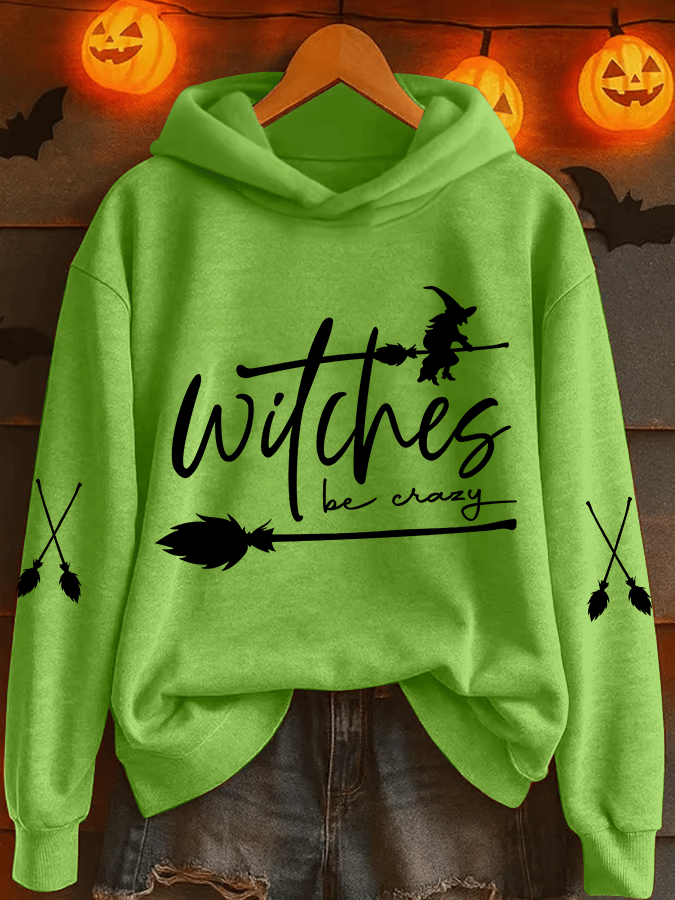 🔥HOT SALE🔥Women's Witch Be Crazy Heat Transfer Hood Sweatshirt