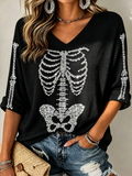 Women'S Skeleton Rack Halloween Casual Top