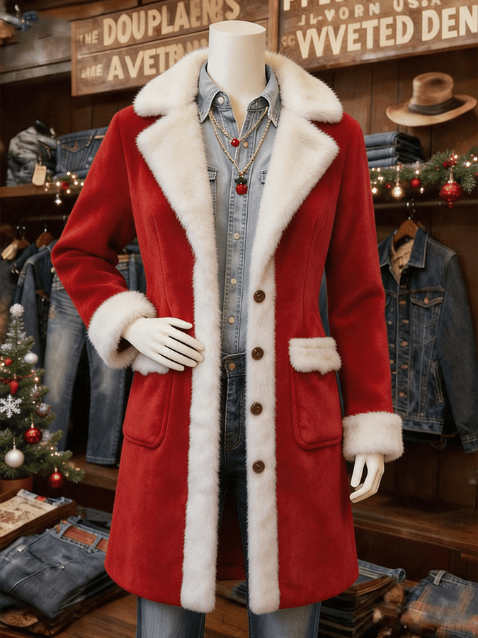 Lässige Damen-Weihnachtsjacke mit Farbblock-Patchwork