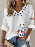 Women's 250th Anniversary Of The United States Printed V-Neck Top