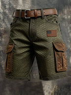 Men's Retro Patriotic Outdoor Multi-Pocket Functional Cargo Shorts