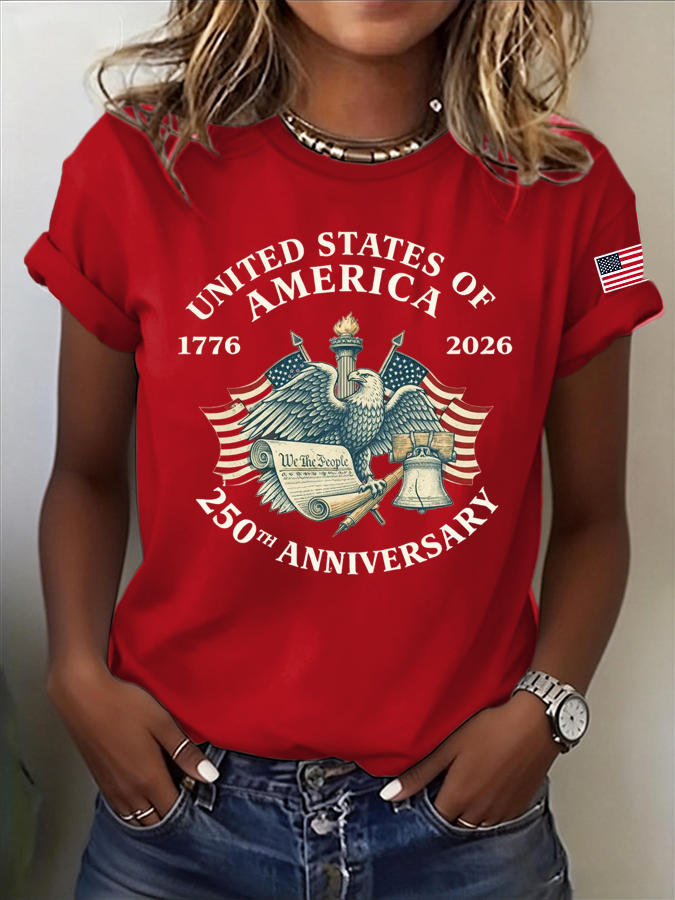 Women'S America Flag Printed Casual T-Shirt