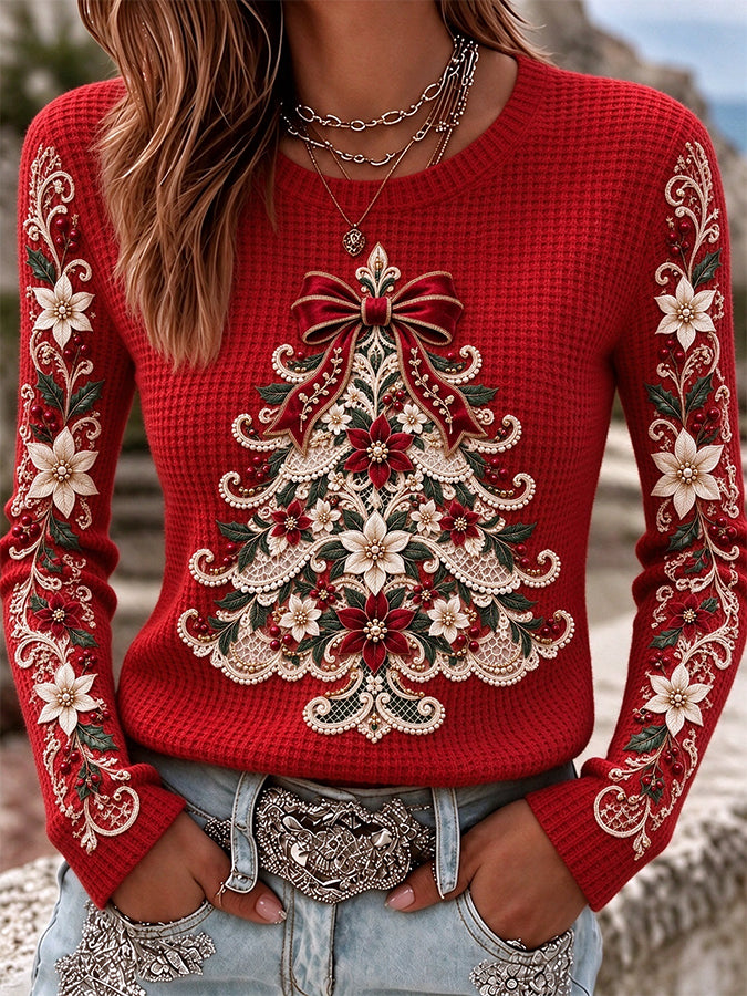 Women's Christmas Dwarf Printed Casual Top