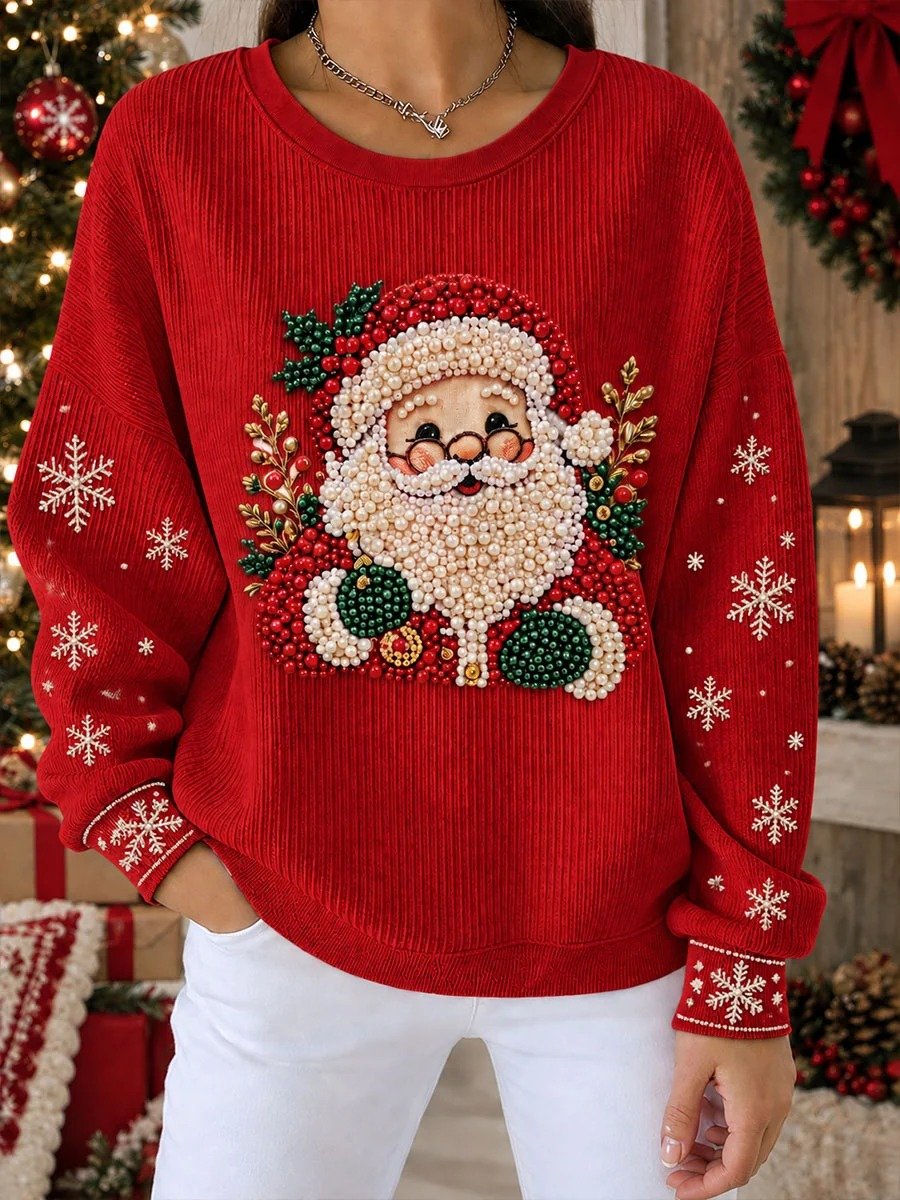 Women's Casual Christmas Print Long-Sleeved Top