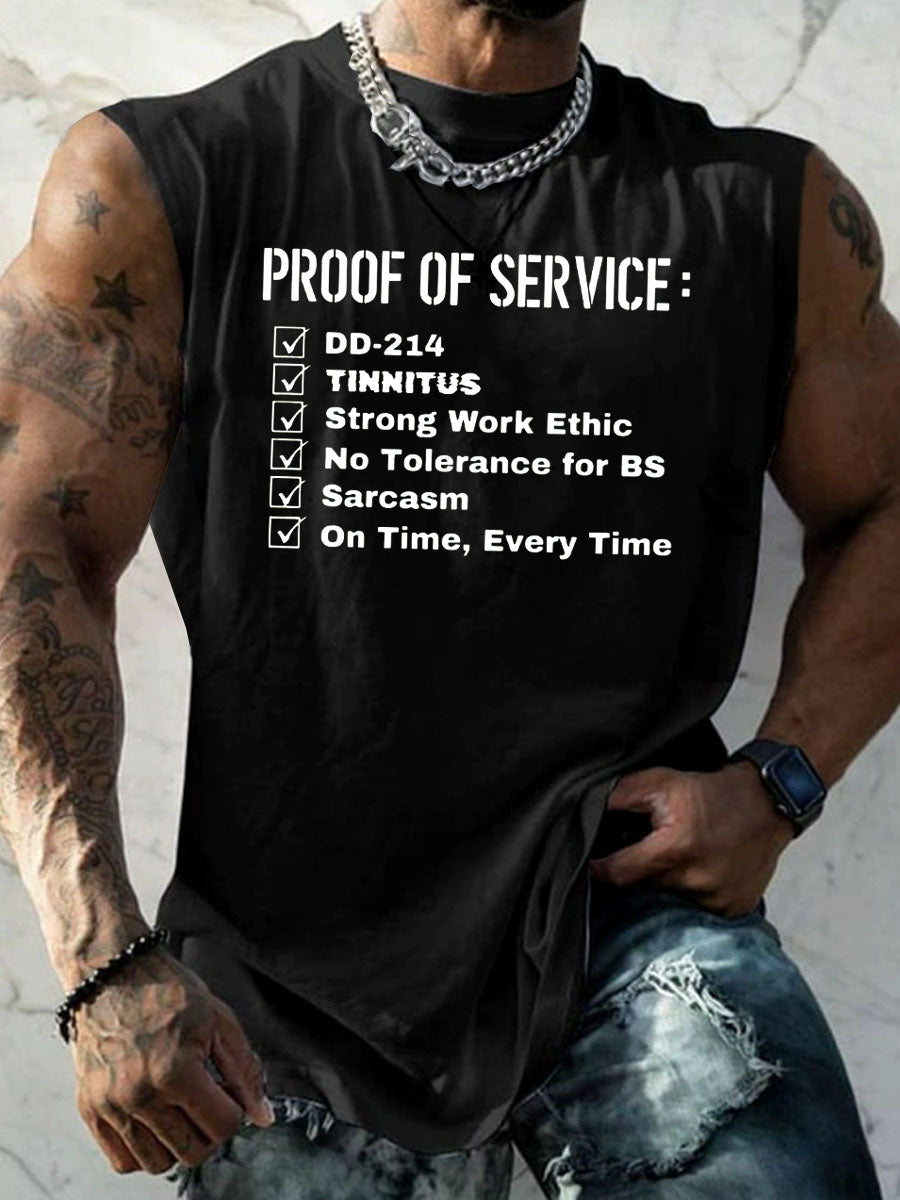 Men's Proof Of Service Pattern  Round Neck Tank 100% Cotton Top