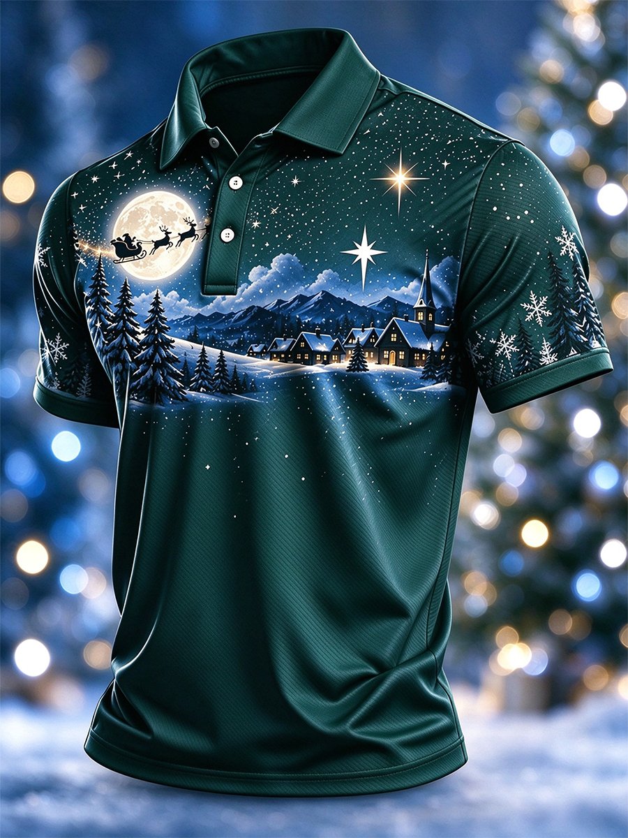 Lässiges Herren-Weihnachts-Polohemd mit kurzen Ärmeln